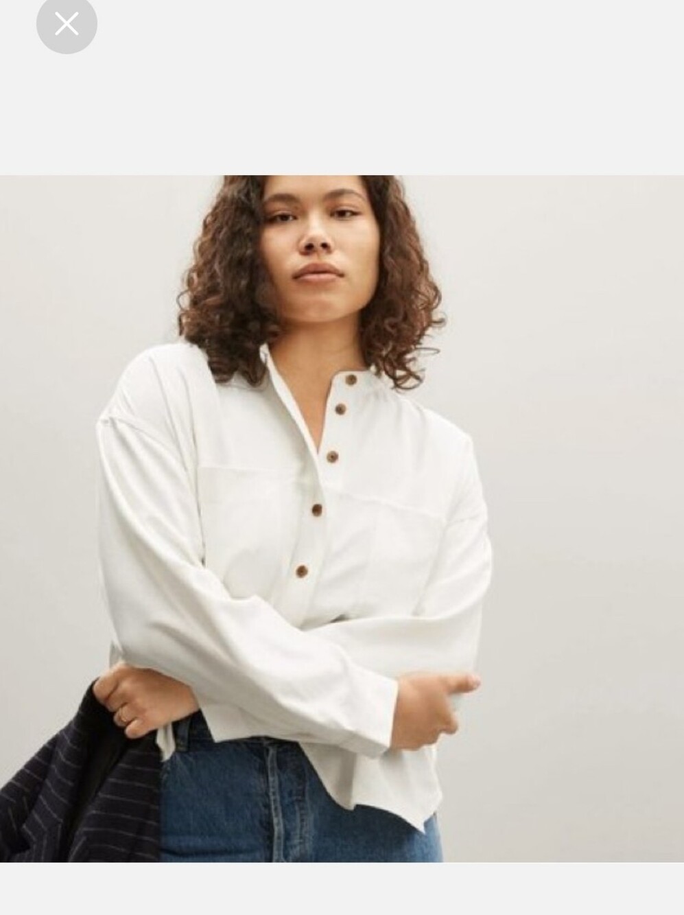 Everlane Women's Washable Silk Henley Shirt in Bone Size 4